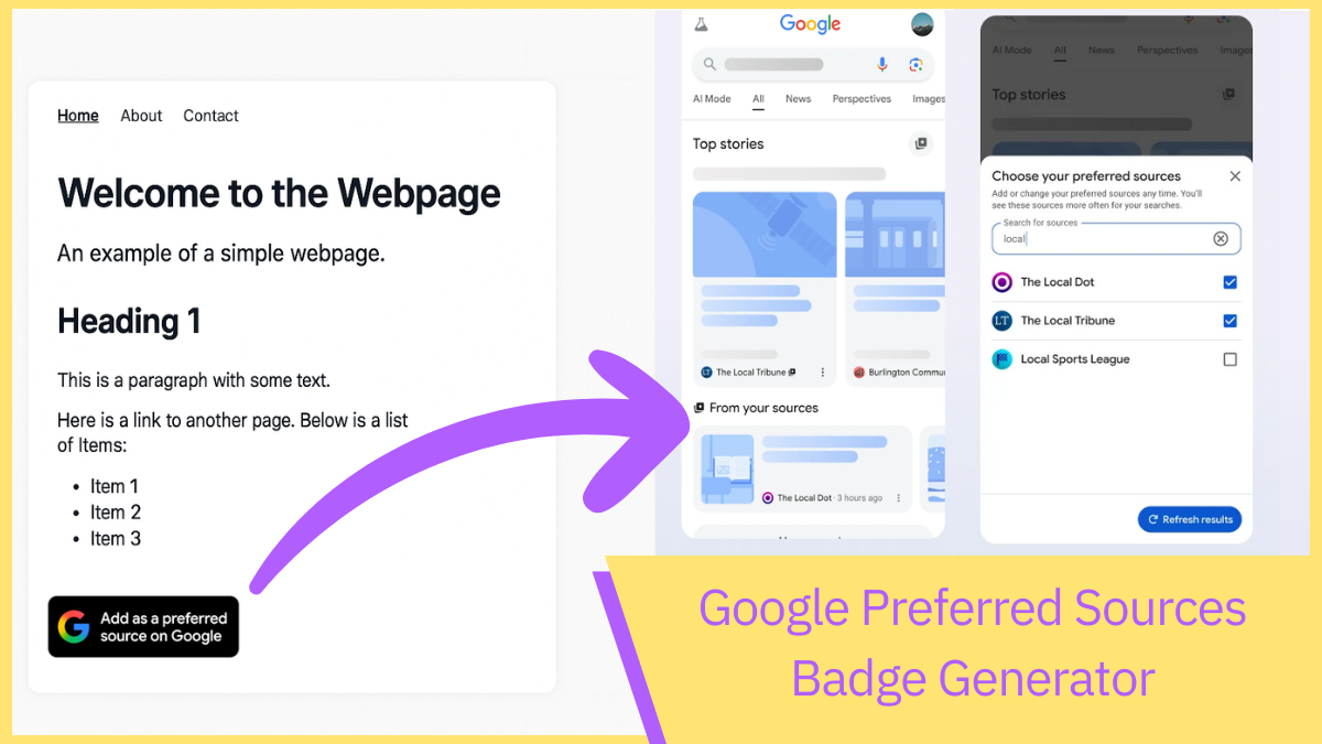 Google Preferred Sources Badge Generator